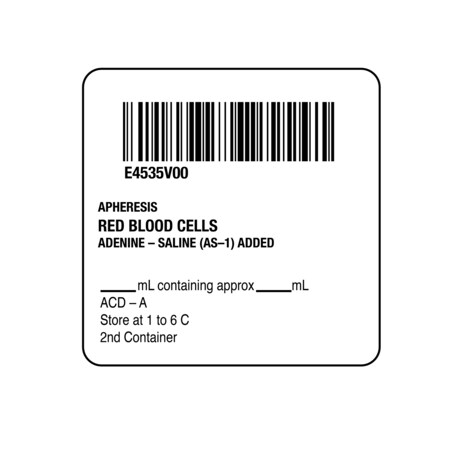 ISBT 128 Apheresis Red Blood Cells 2 X 2
